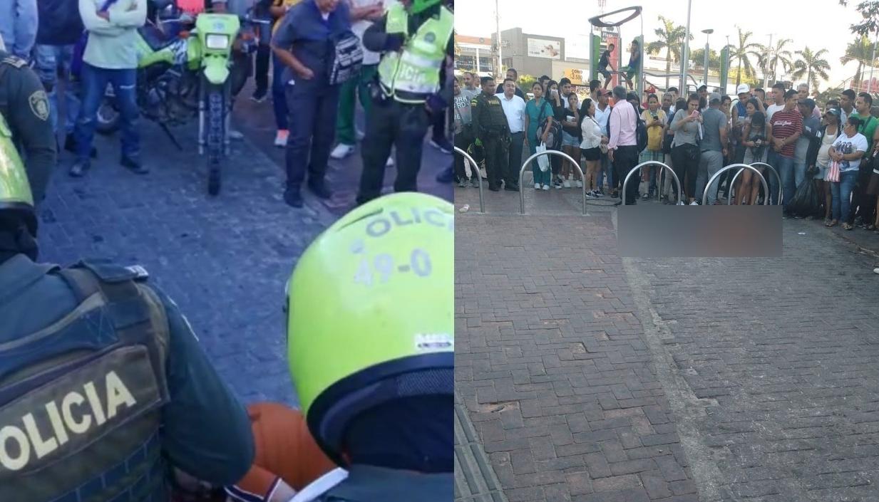 La Policía acordonó el área donde quedó muerto el hombre. 