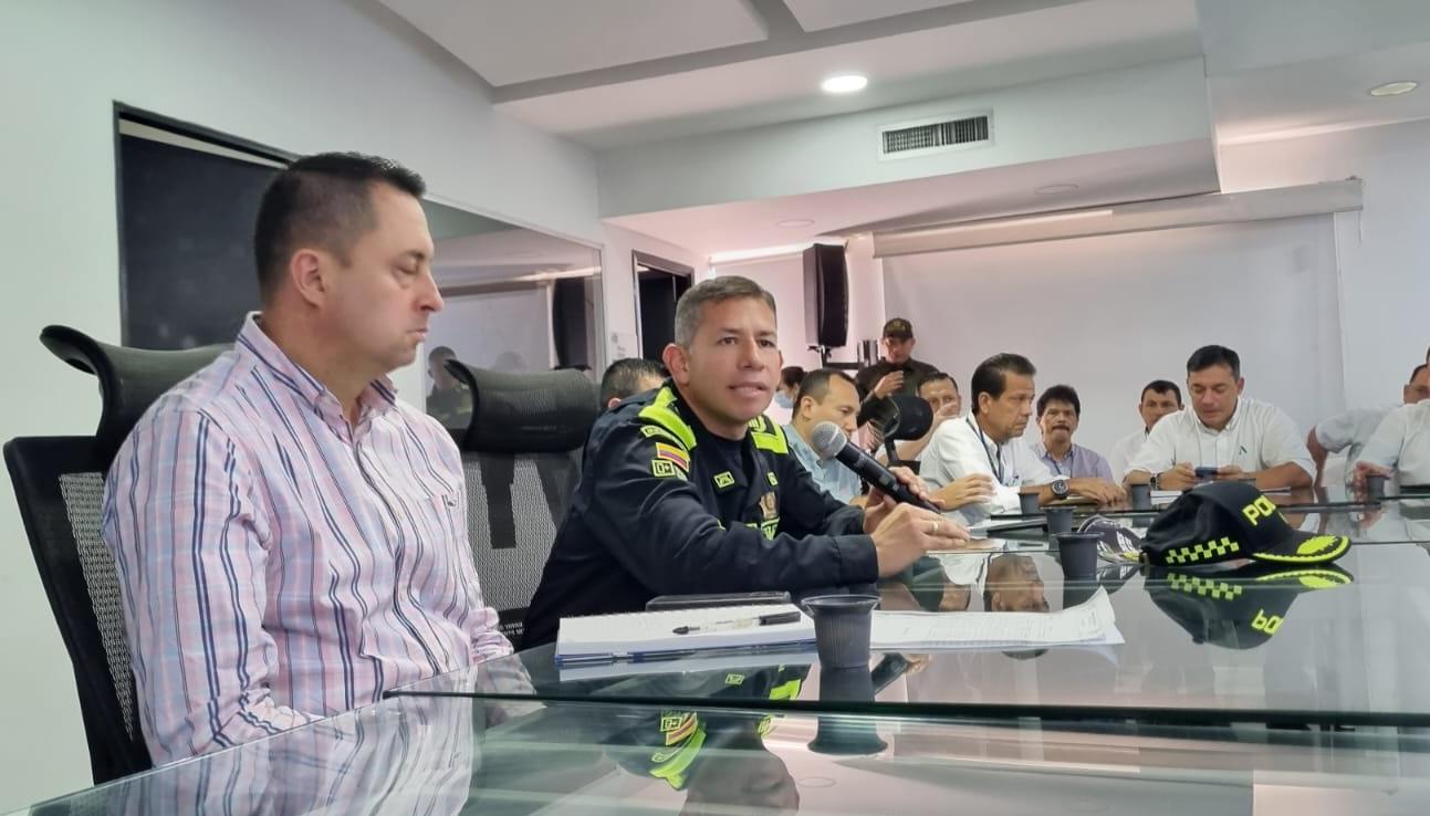 El Director Nacional del Gaula, Giovanny Cristancho durante la reunión en el comando.