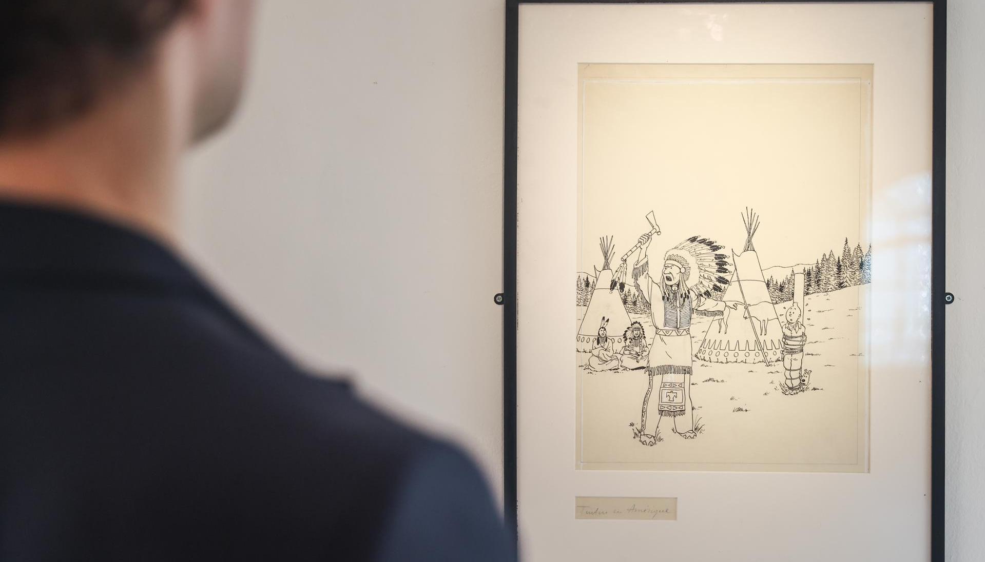 El dibujo de "Tintín" se exhibió en la casa de subastas Artcurial, en París.