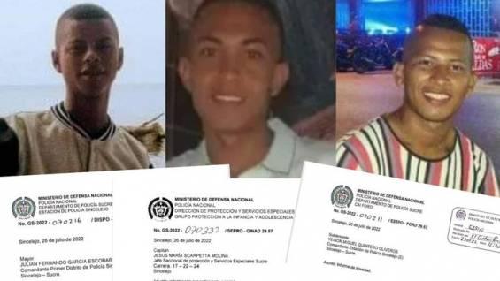 Carlos Alberto Ibáñez, José Carlos Arévalo y Jesús David Díaz, asesinados en Chochó.