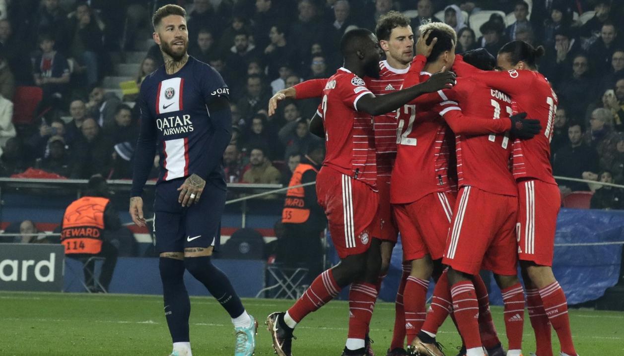 Los jugadores del Bayern Múnich festejan el gol de Kingsley Coman.