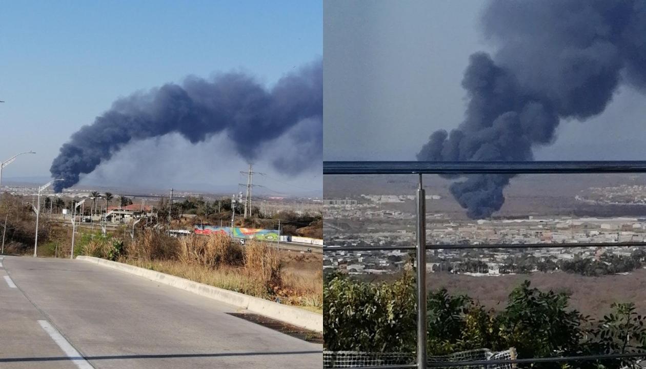 Incendio en chatarrería en la vía a Juan Mina.