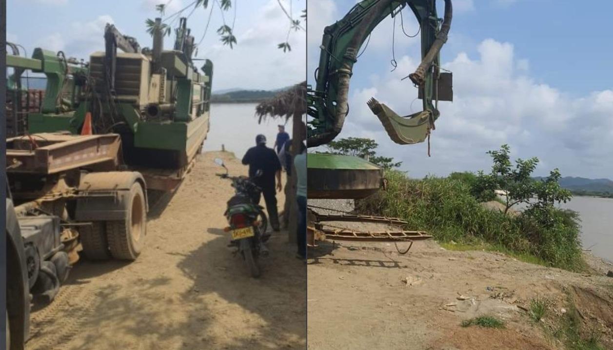 Una de las dos dragas empezó a trabajar del lado del río Cauca.