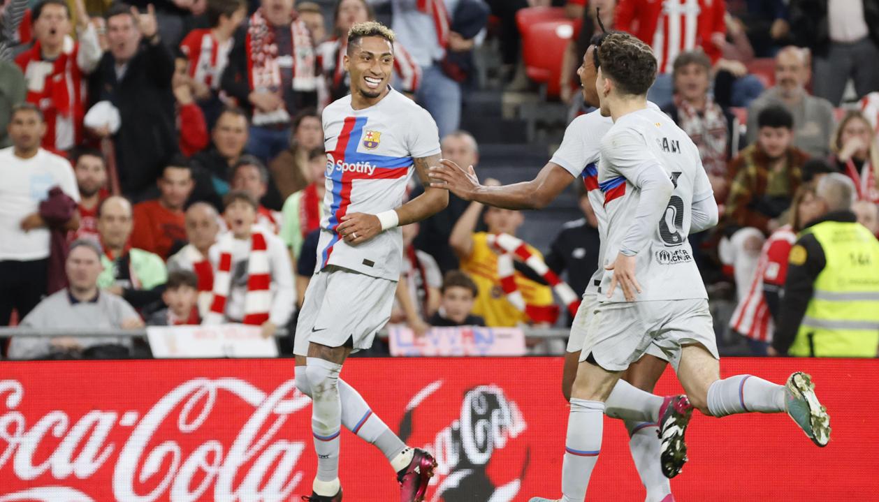 Raphinha marcó el gol del triunfo del Barcelona.