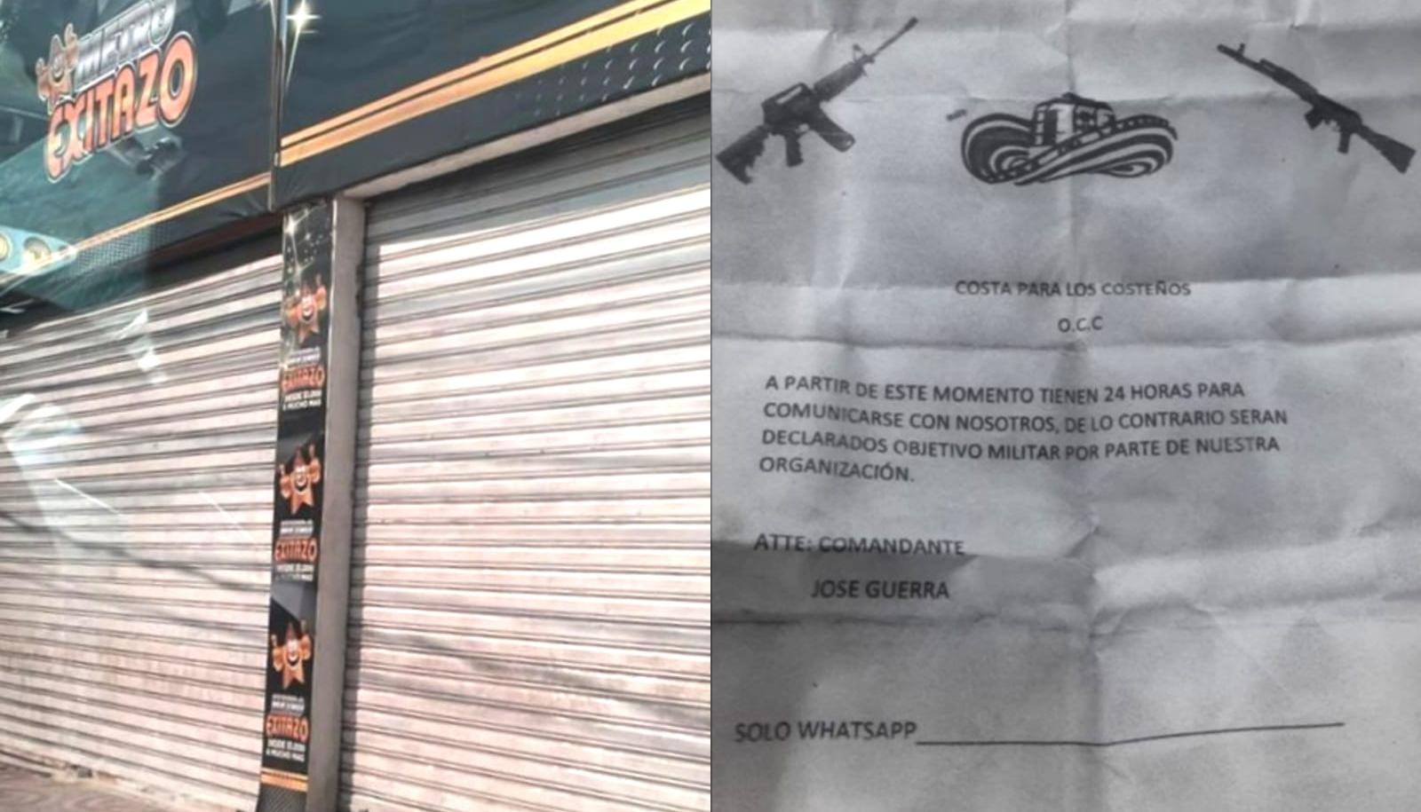 Almacén de ropa y un panfleto de 'Los Costeños'.