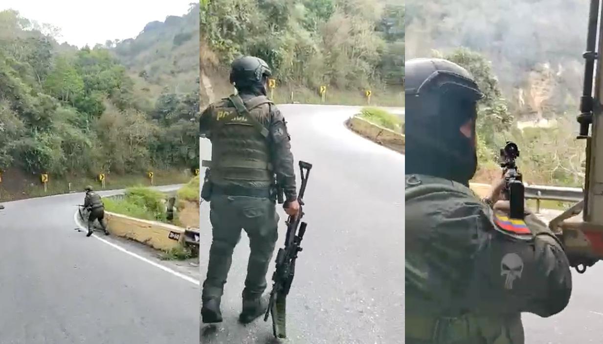 Momento en que los policías se enfrentan a tiros con los delincuentes. 