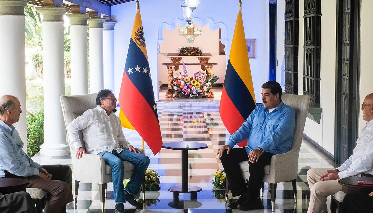 Los dos mandatarios durante el encuentro de hoy.