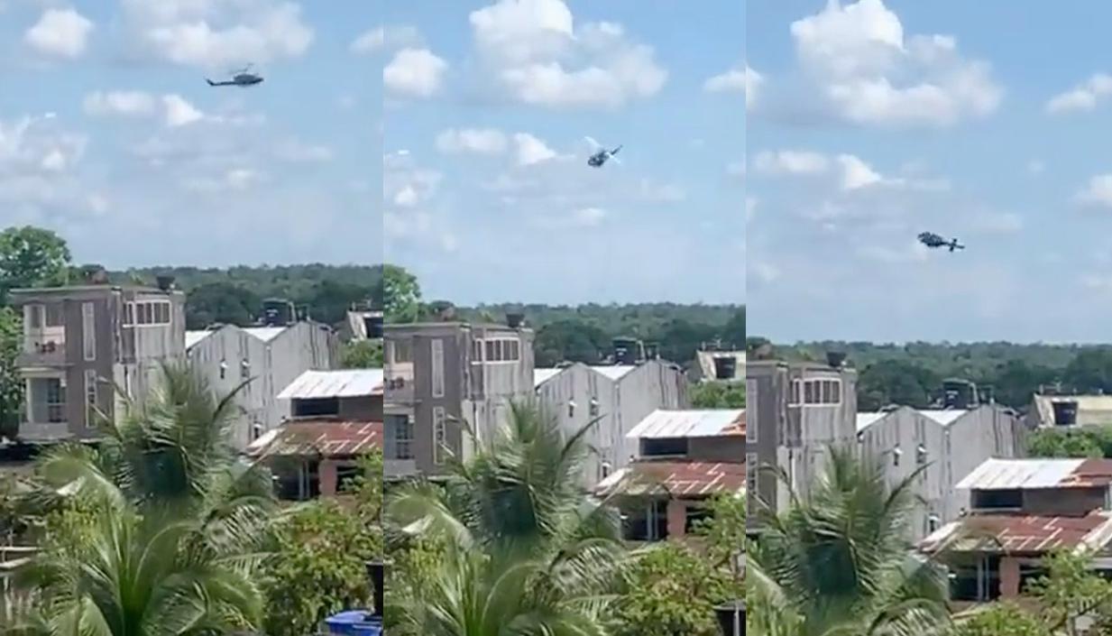 Momento en que el helicóptero se vino a tierra. 