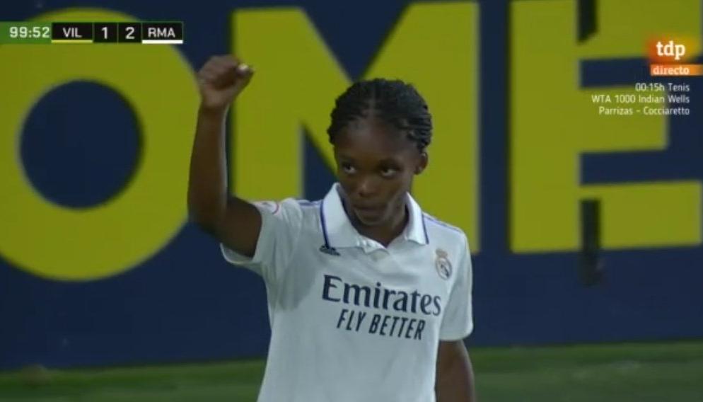 Linda Caicedo celebra el gol que le dio la clasificación al Real Madrid. 