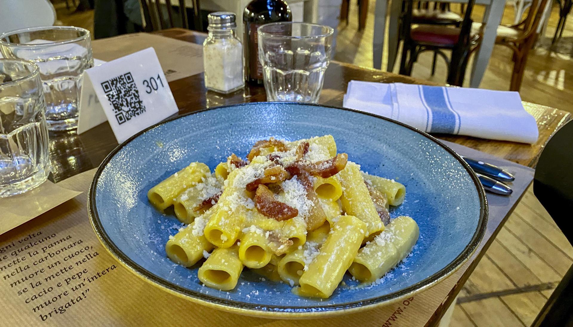 La tradicional pasta carbonara