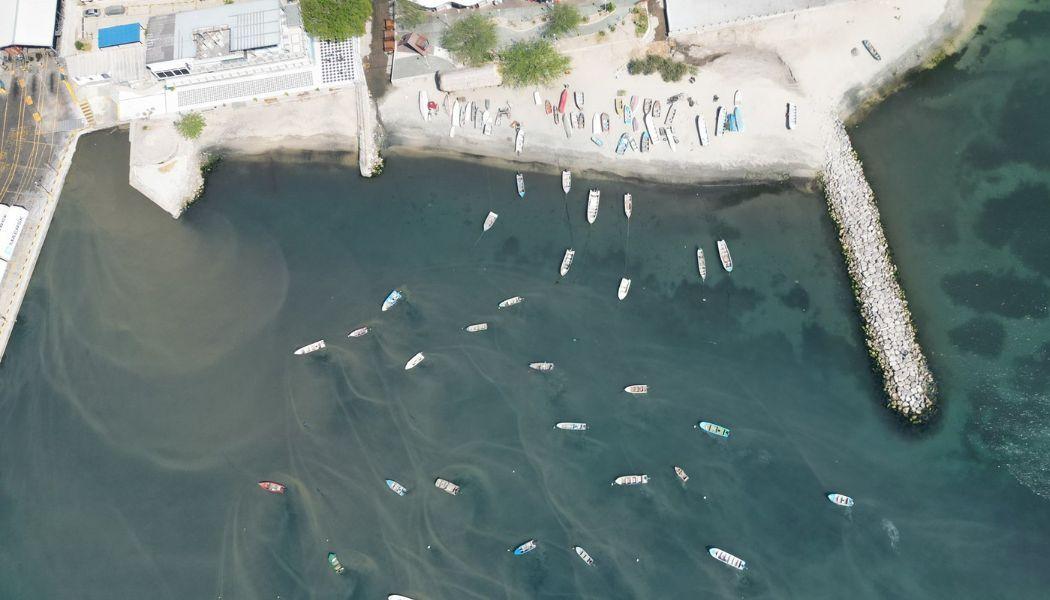 Imagen del vertimiento en la bahía.