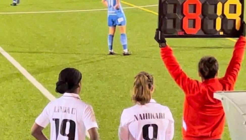 Linda Caicedo cuando se alistaba para ingresar por Maite Oroz. 