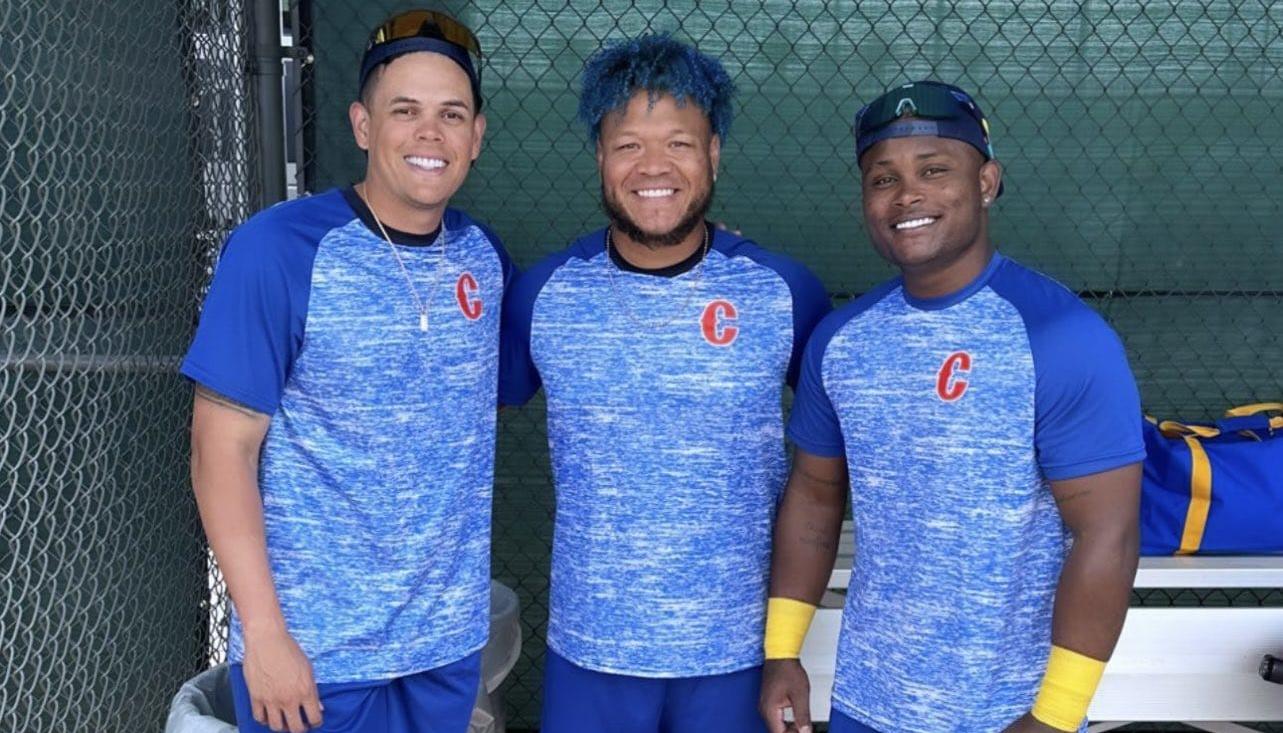 Gio Urshela, Harold Ramírez y Dilson Herrera, integrantes de la Selección Colombia de béisbol.