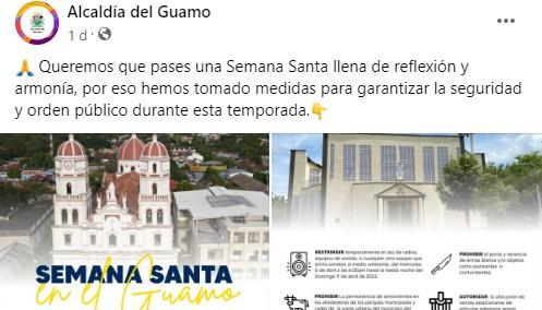 Medidas para Semana Santa en El Guamo