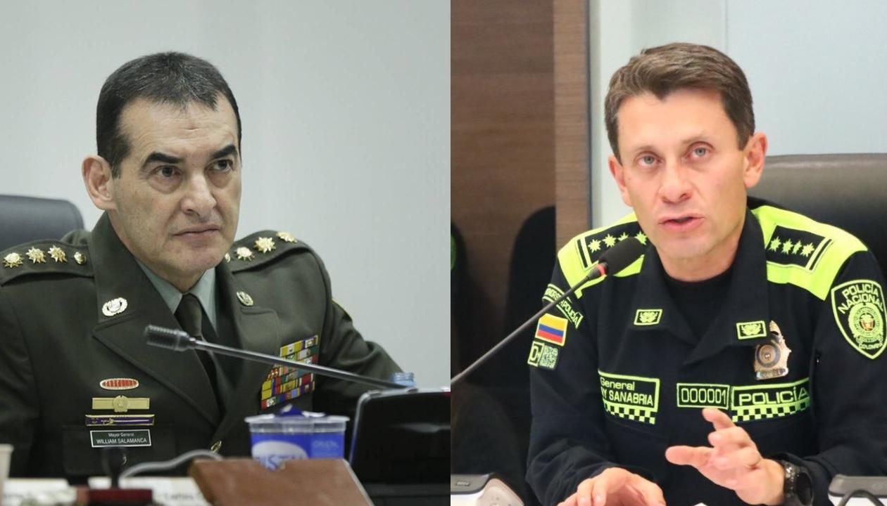 Mayor general William Salamanca, nuevo director de la Policía, y el saliente, general Henry Sanabria.