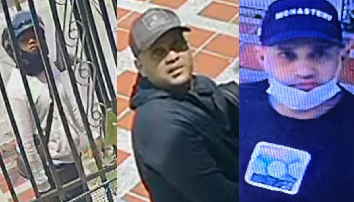 Los tres presuntos delincuentes que cometieron el robo.