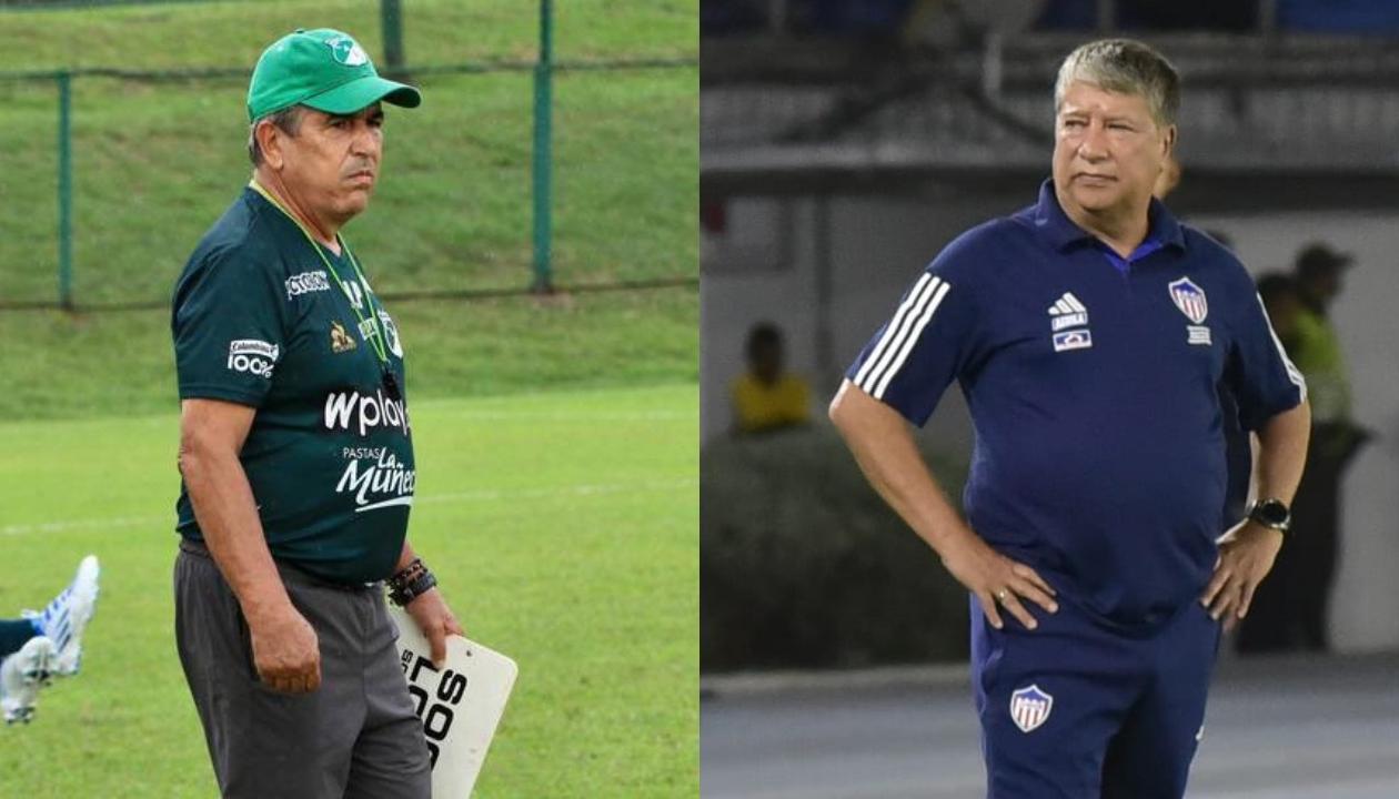 Jorge Luis Pinto y Hernán Darío Gómez, técnicos del Deportivo Cali y Junior, respectivamente.