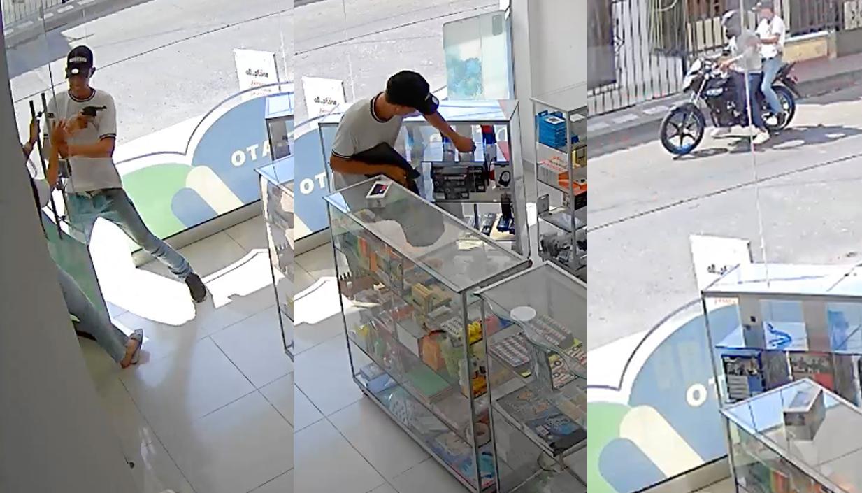 Momento del robo y la huida del deliencuente