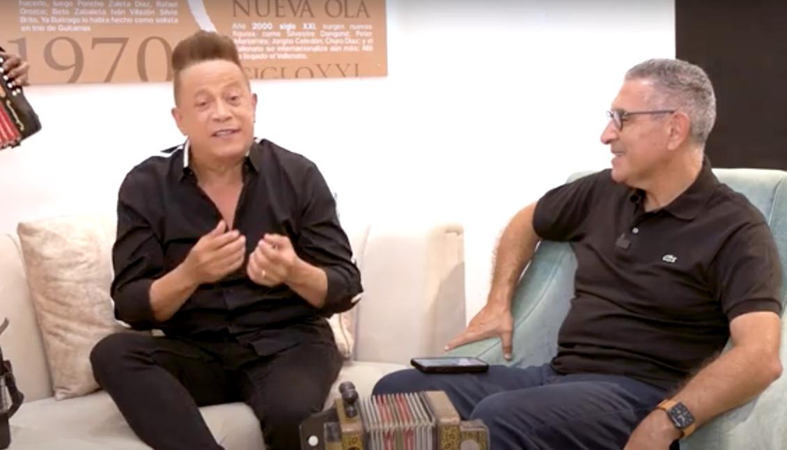 El compositor Roberto Calderón con el periodista Jorge Cura Amar.