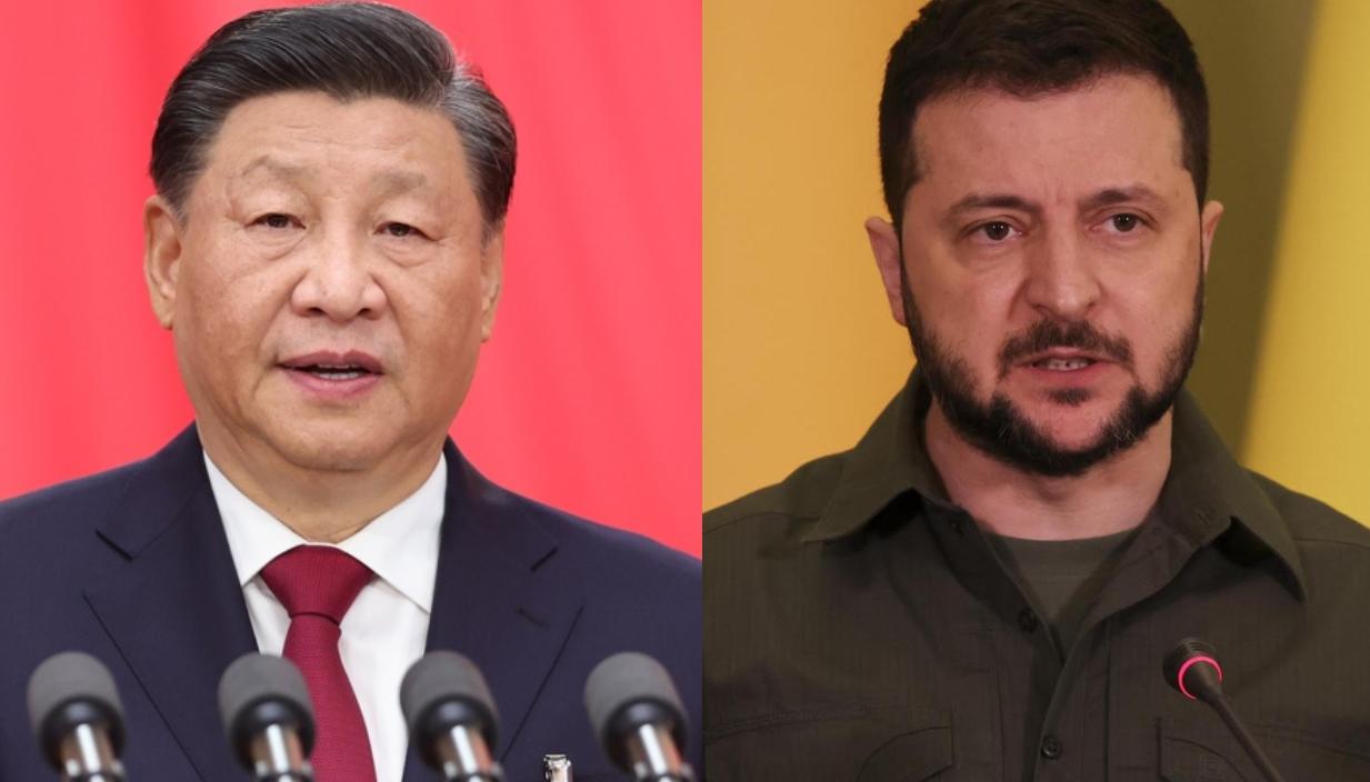 El presidente chino, Xi Jinping, y su homólogo de Ucrania, Volodímir Zelenski.