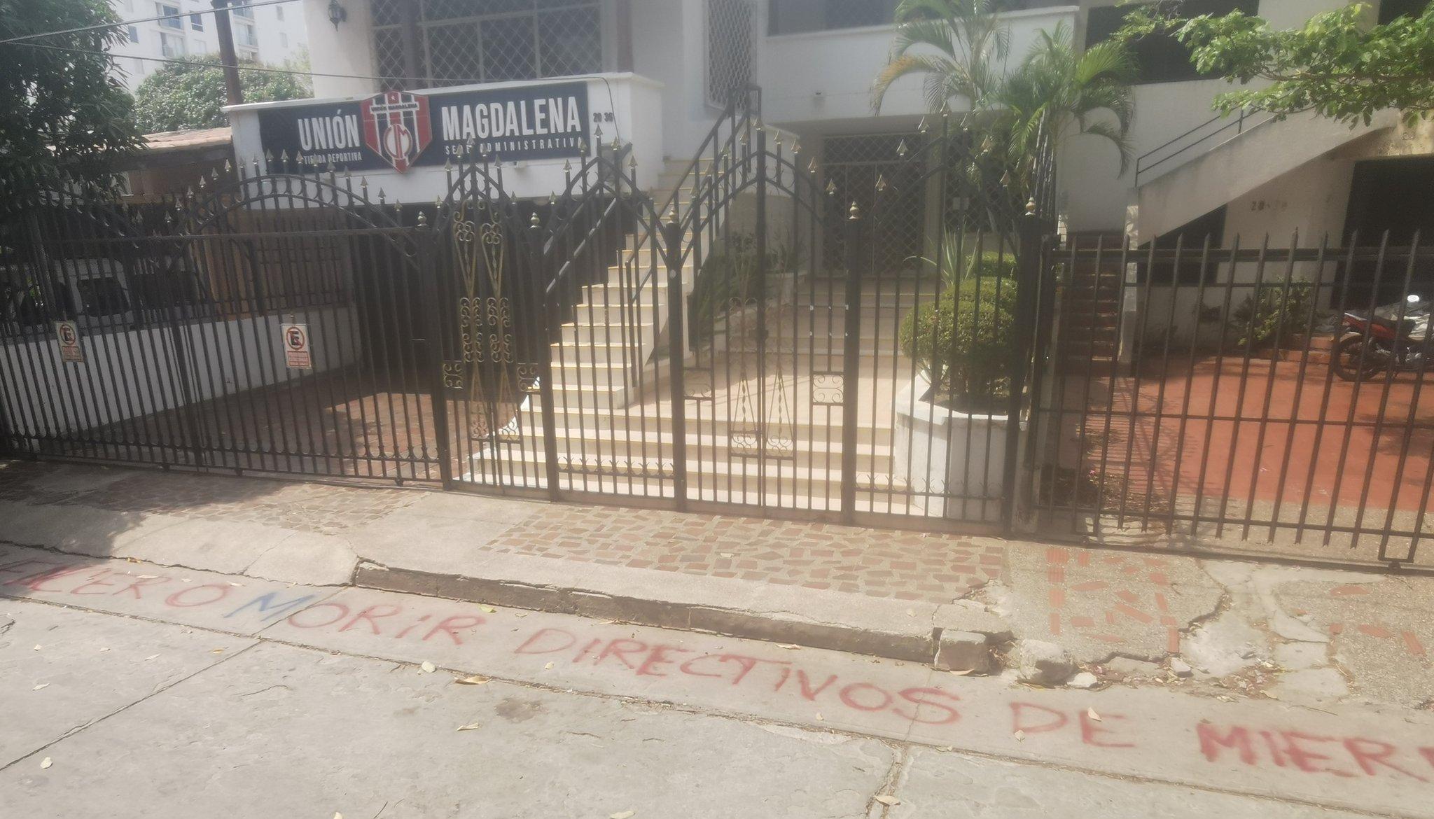 Uno de los mensajes en la sede administrativa del Unión Magdalena. 