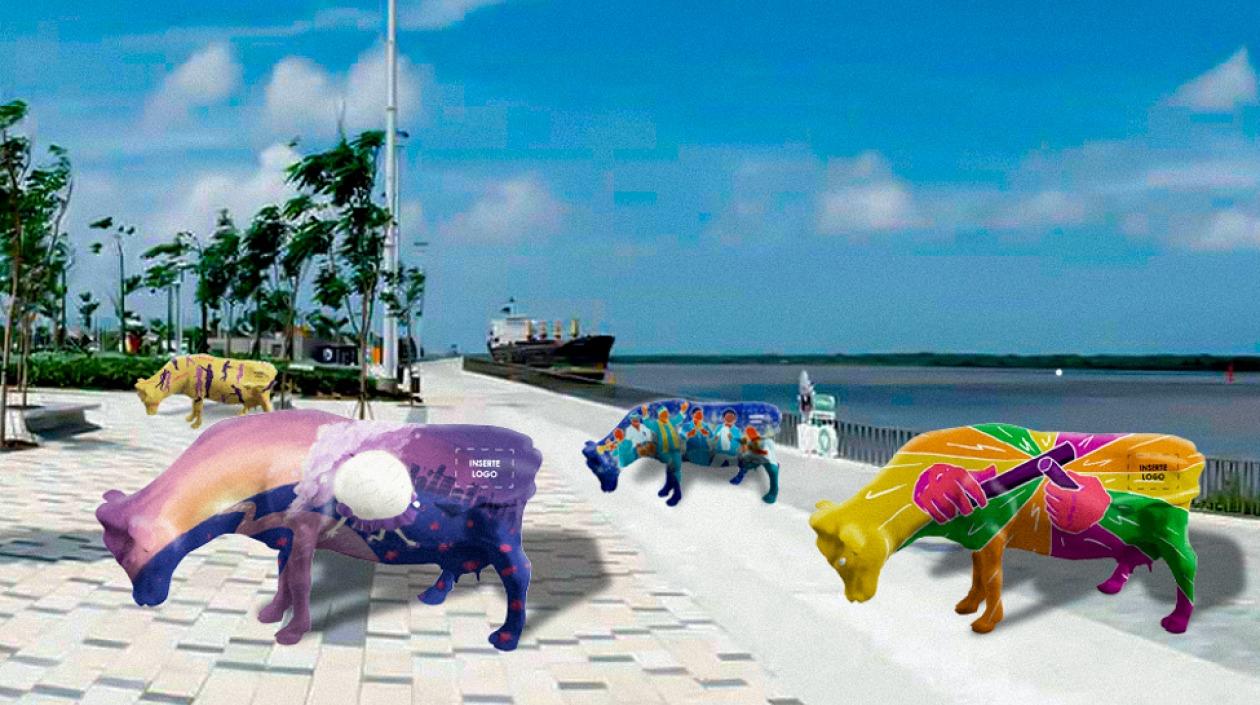 Las 'Vacasquillas', proyecto de la Corporación Luis Eduardo Nieto, que fueron intervenidas por varios artistas por los 210 años de Barranquilla
