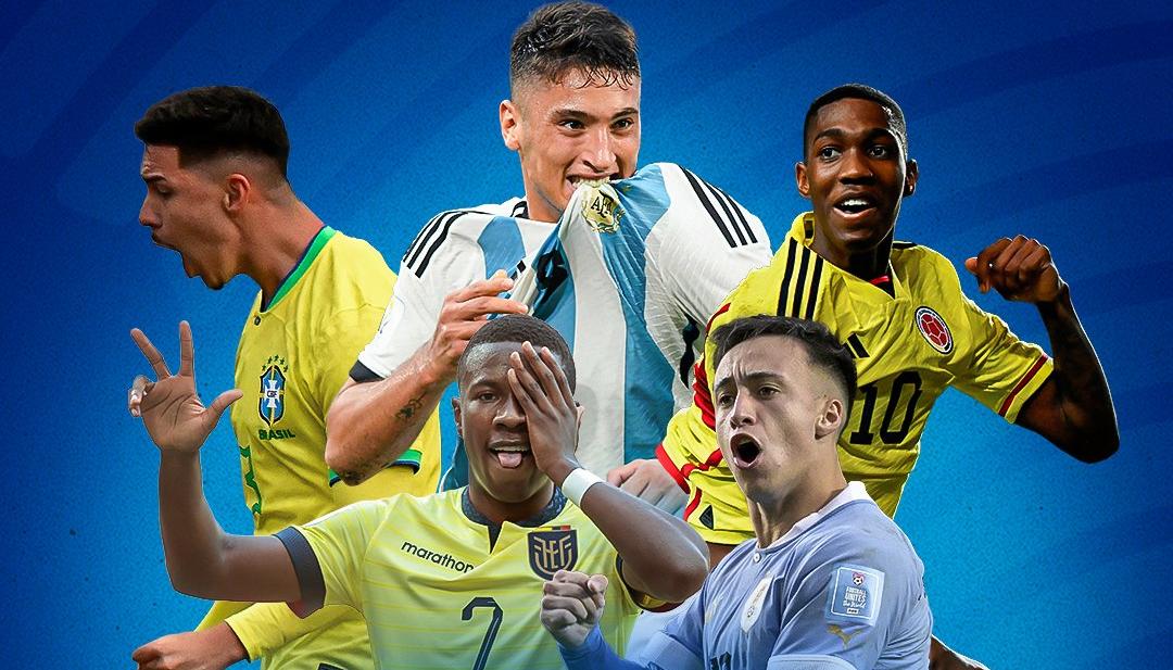 Ilustración de los cinco sudamericanos en octavos de final