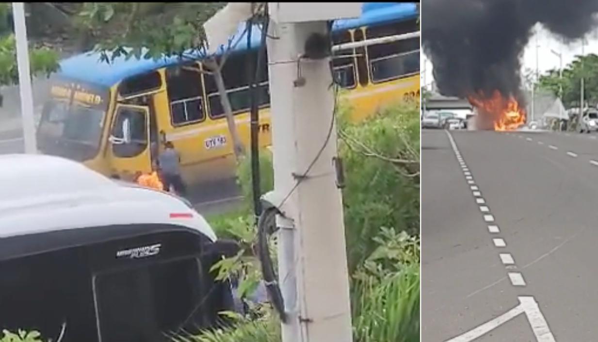 Incendio de bus en la Circunvalar. 