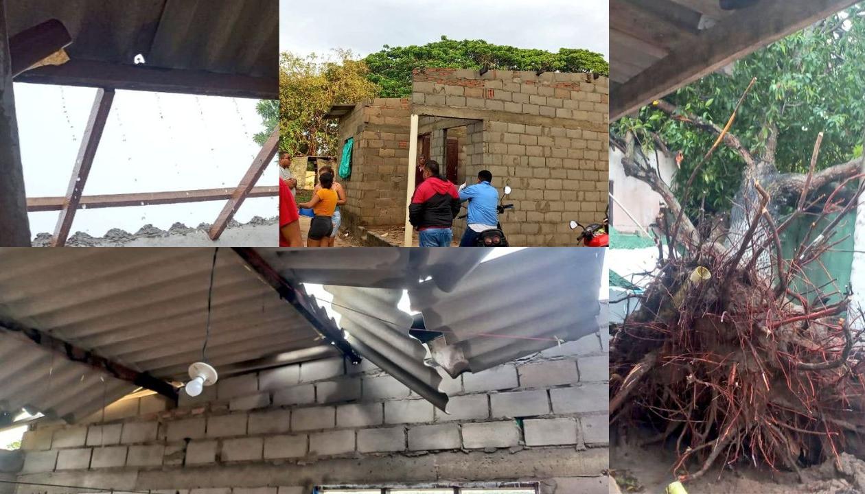 Viviendas destechadas y árboles caidos en Caracolí, Malambo