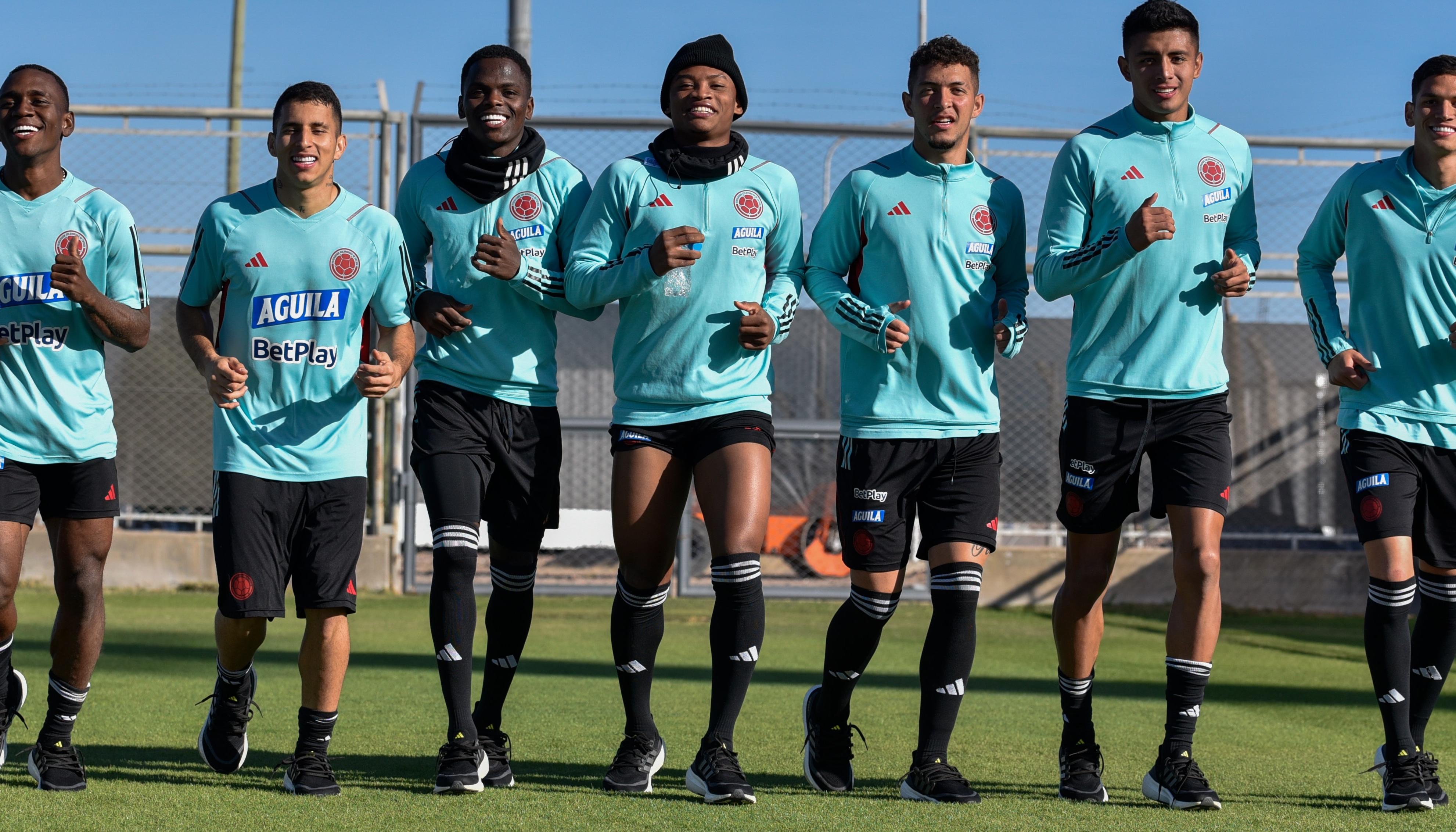 Integrantes de la Selección Colombia Sub-20 en el último entrenamiento antes del partido contra Eslovaquia. 