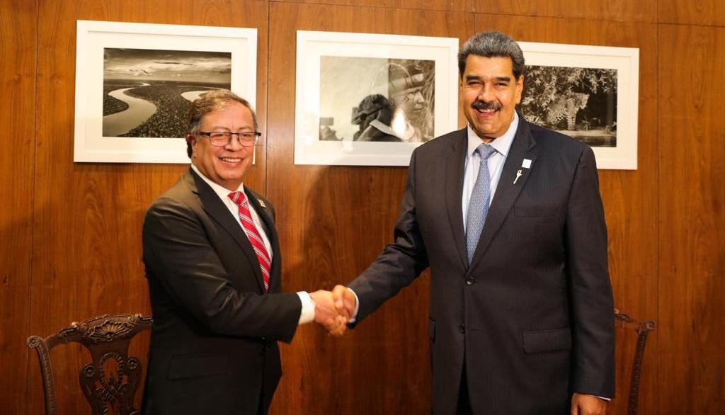  Los presidentes de Colombia, Gustavo Petro, y de Venezuela, Nicolás Maduro, en la reunión de este martes.