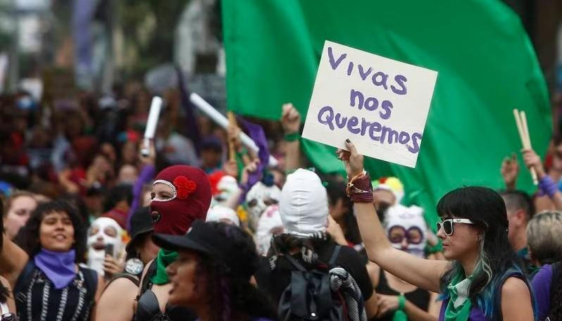 Foto de archivo de una marcha de violencia contra la mujer en Colombia.