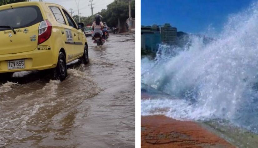 Fuertes lluvias y oleaje en Santa Marta.