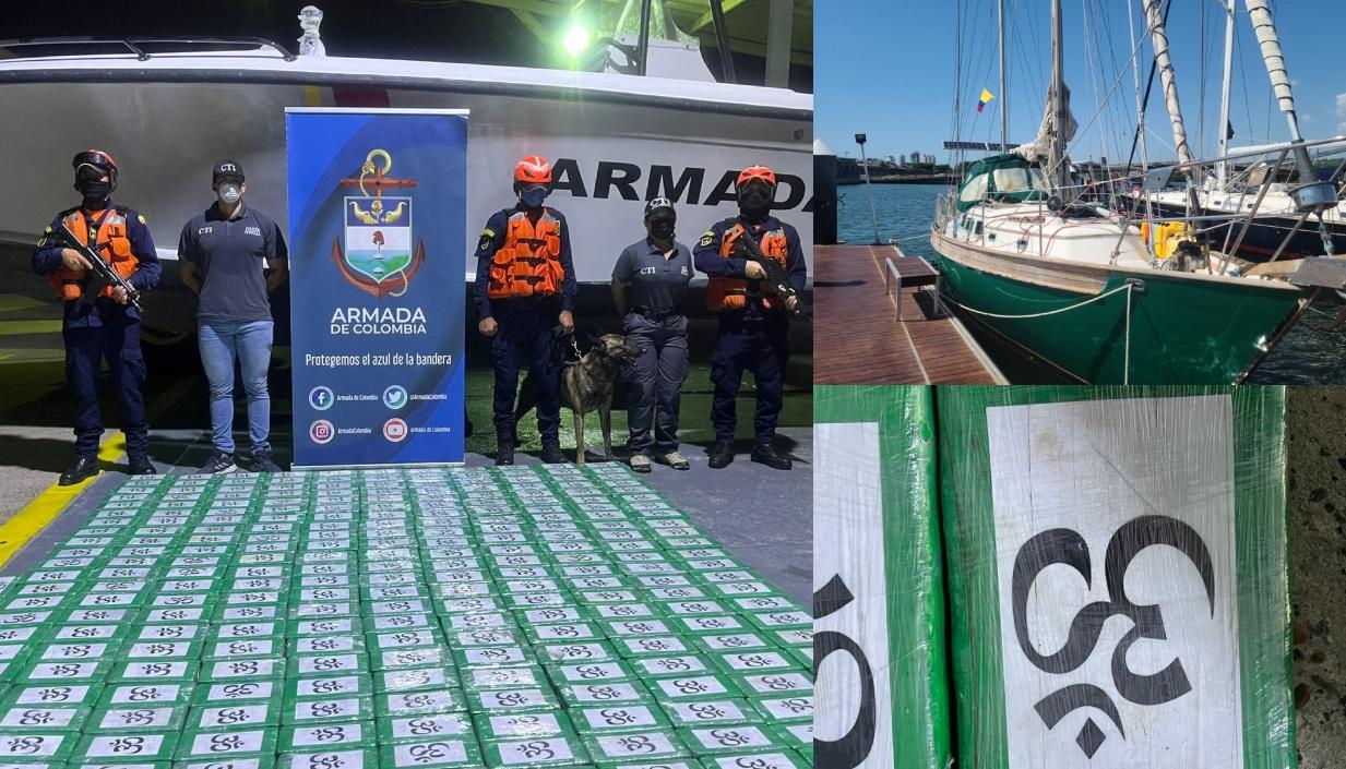 Cocaína incautada por la Armada Nacional. 