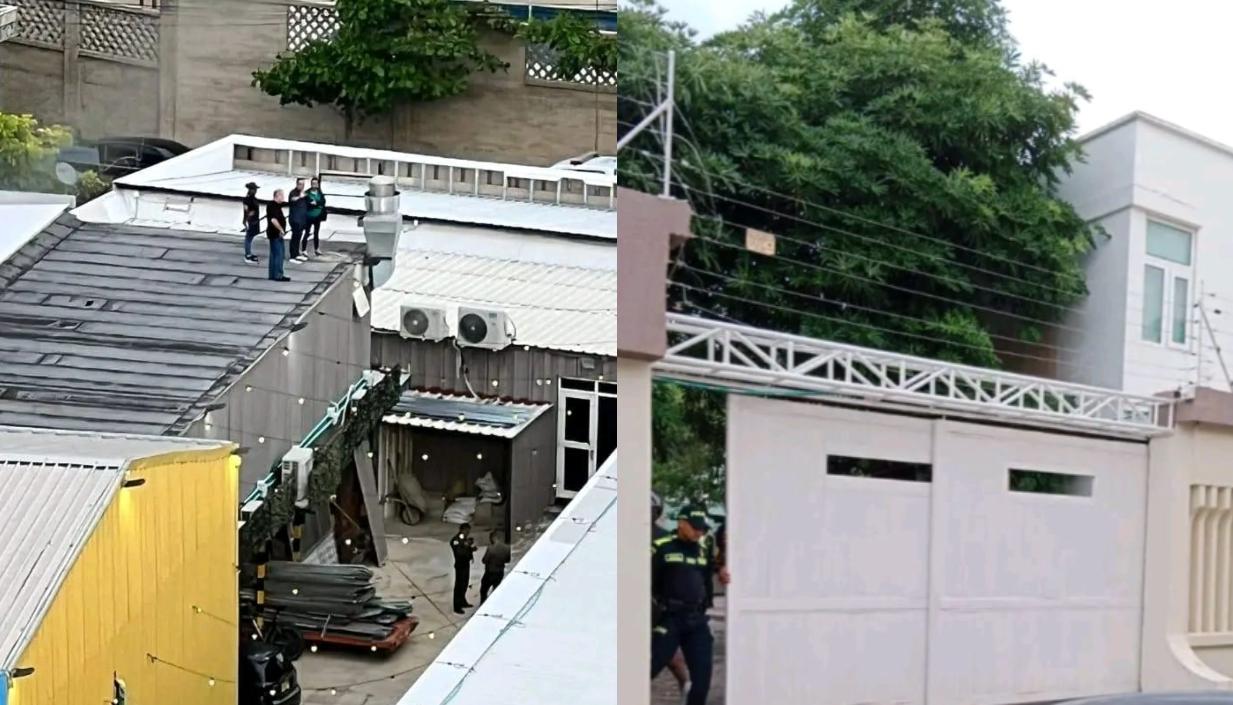 La Policía en el lugar donde ocurrió la masacre de hoy en Villa Campestre. 