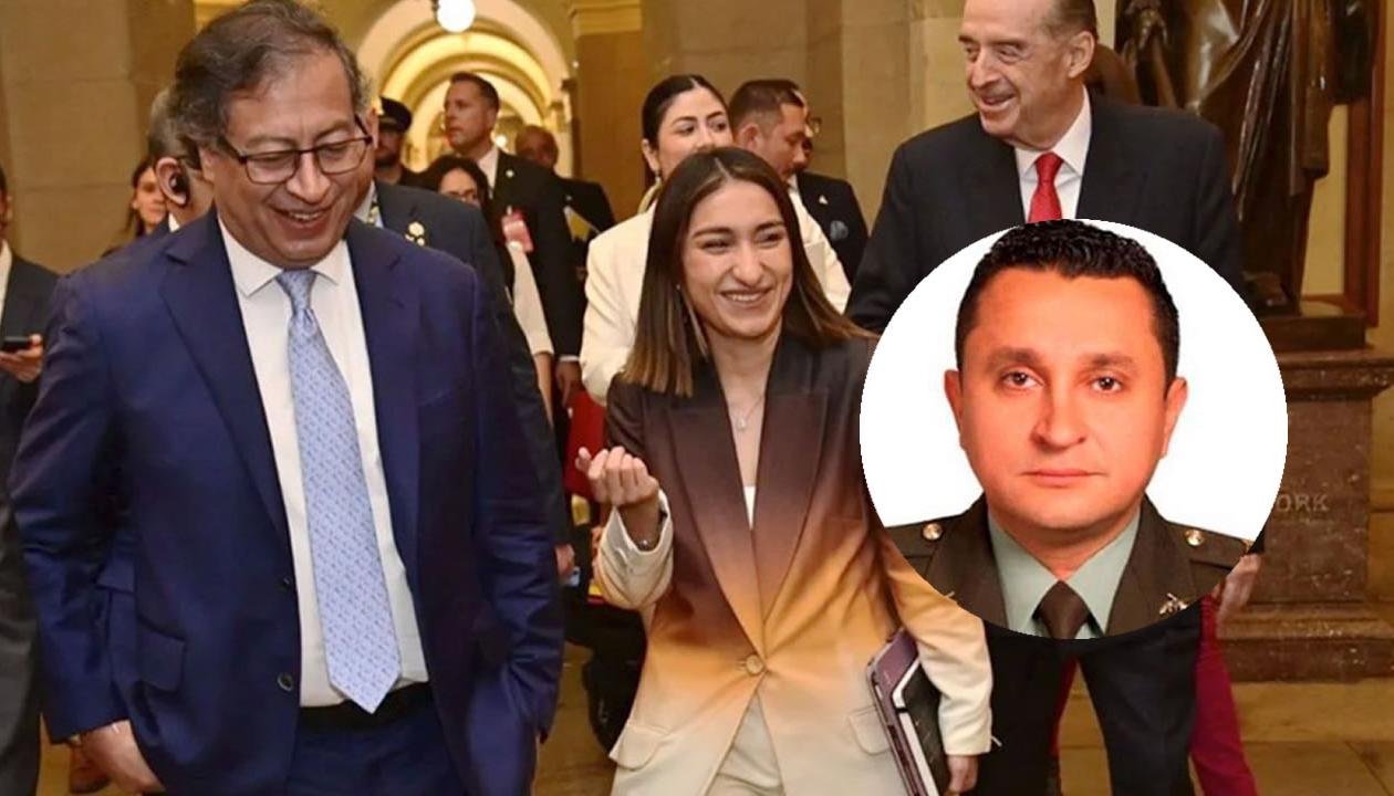 El Presidente Petro, su exjefa de Gabinete Laura Sarabia y el coronel Dávila ,coordinador de Protección Anticipativa de la Presidencia,