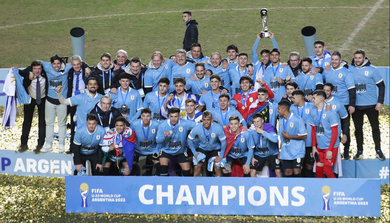 La celebración del conjunto uruguayo.
