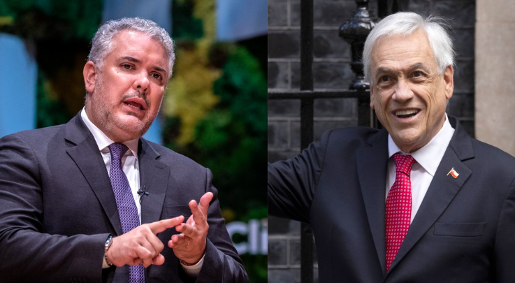 Iván Duque, expresidente de Colombia; Sebastián Piñera, de Chile,