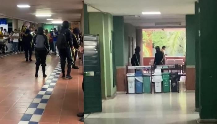 Encapuchados en la Universidad Popular del Cesar, sede Sabana