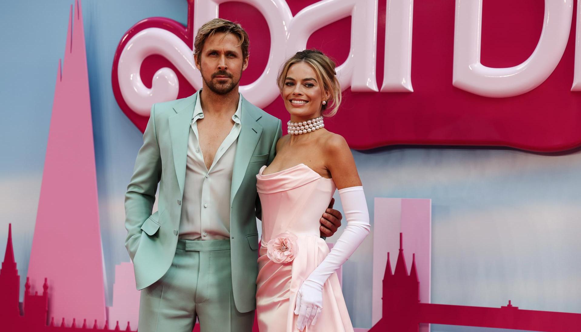 Ryan Gosling y Margot Robbie en el estreno de la Barbie en Europa.