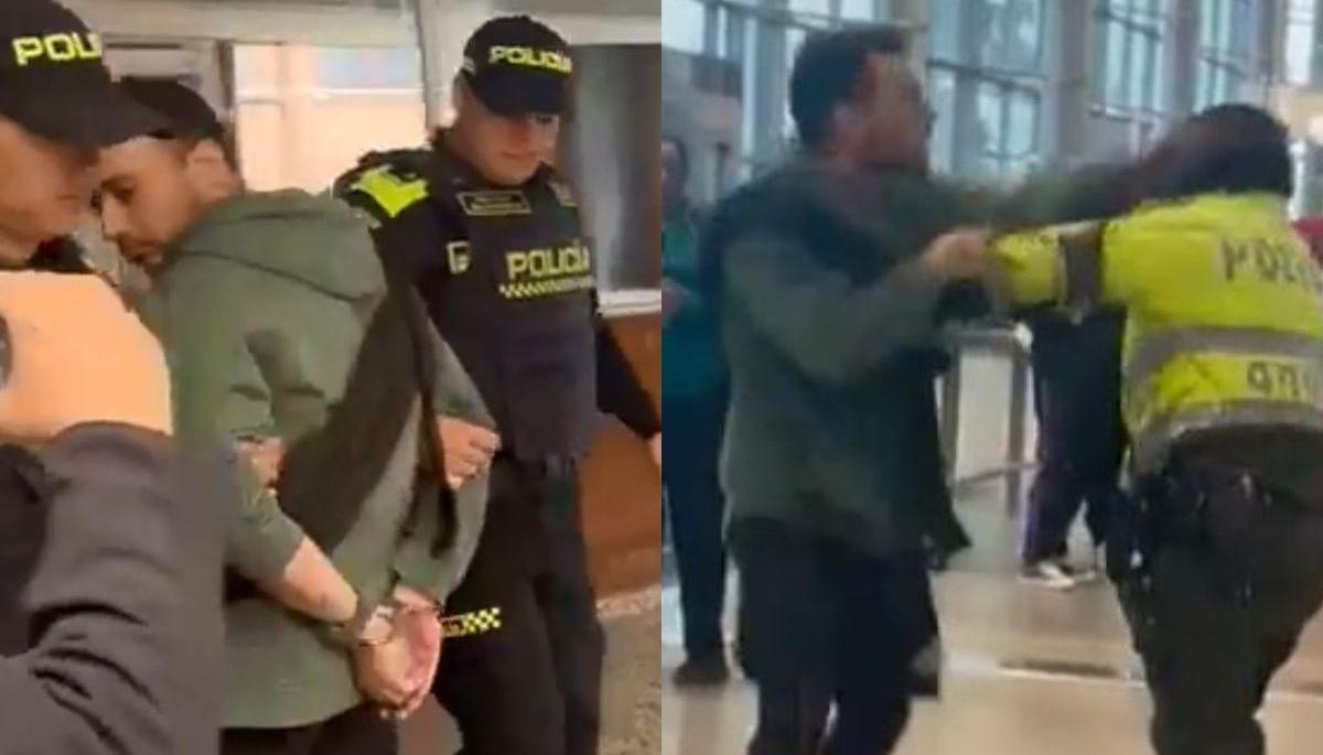 El canadiense cuando fue capturado tras la agresión al uniformado. 