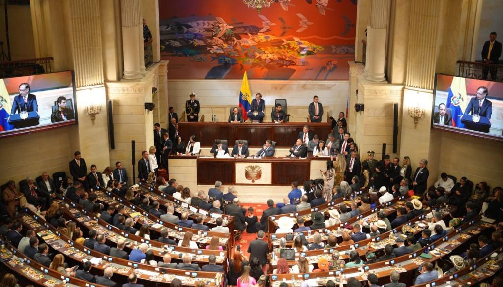 El Presidente Gustavo Petro durante su intervención ante el Congreso.