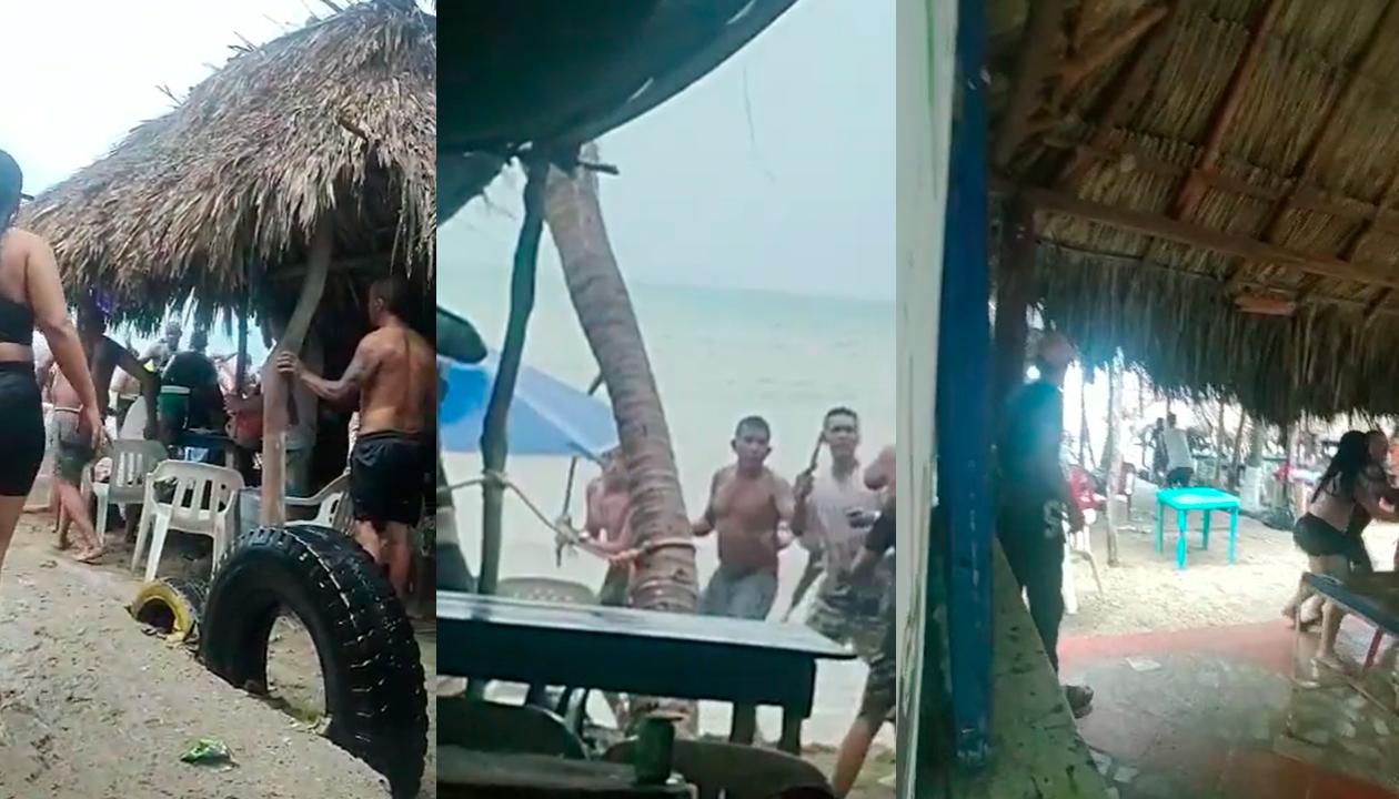 Pelea en playa de Santa Verónica.