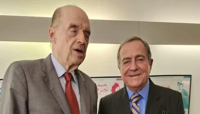 Canciller colombiano Álvaro Leyva, reunido con el agente de negocios de Nicaragua Carlos Argüello.
