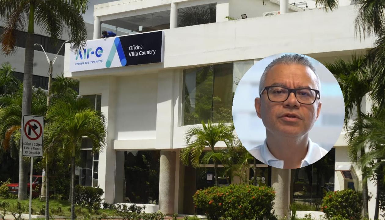 Fachada oficina de Air-e y el gerente jurídico de Air-e, Fermín De la Hoz