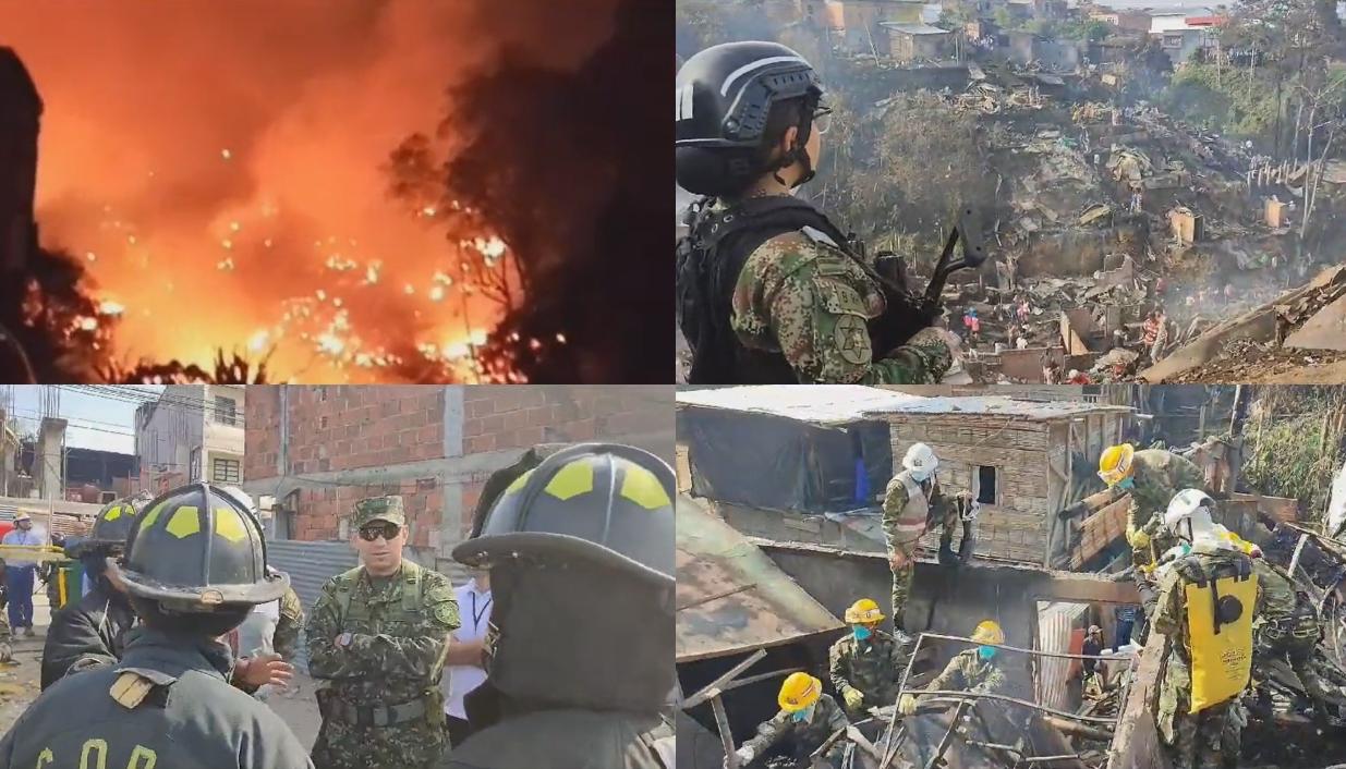 Imágenes del incendio y de la ayuda del Ejército.