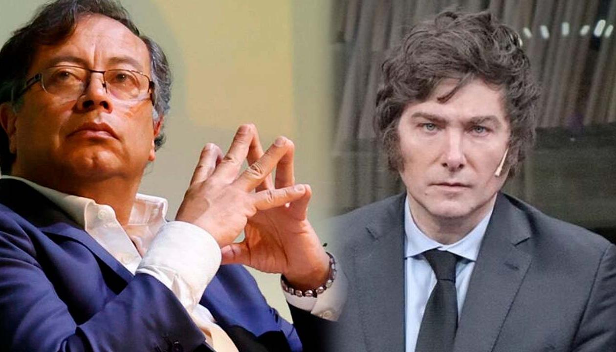 El Presidente de Colombia, Gustavo Petro, y el candidato presidencial de ultraderecha argentino Javier Milei 
