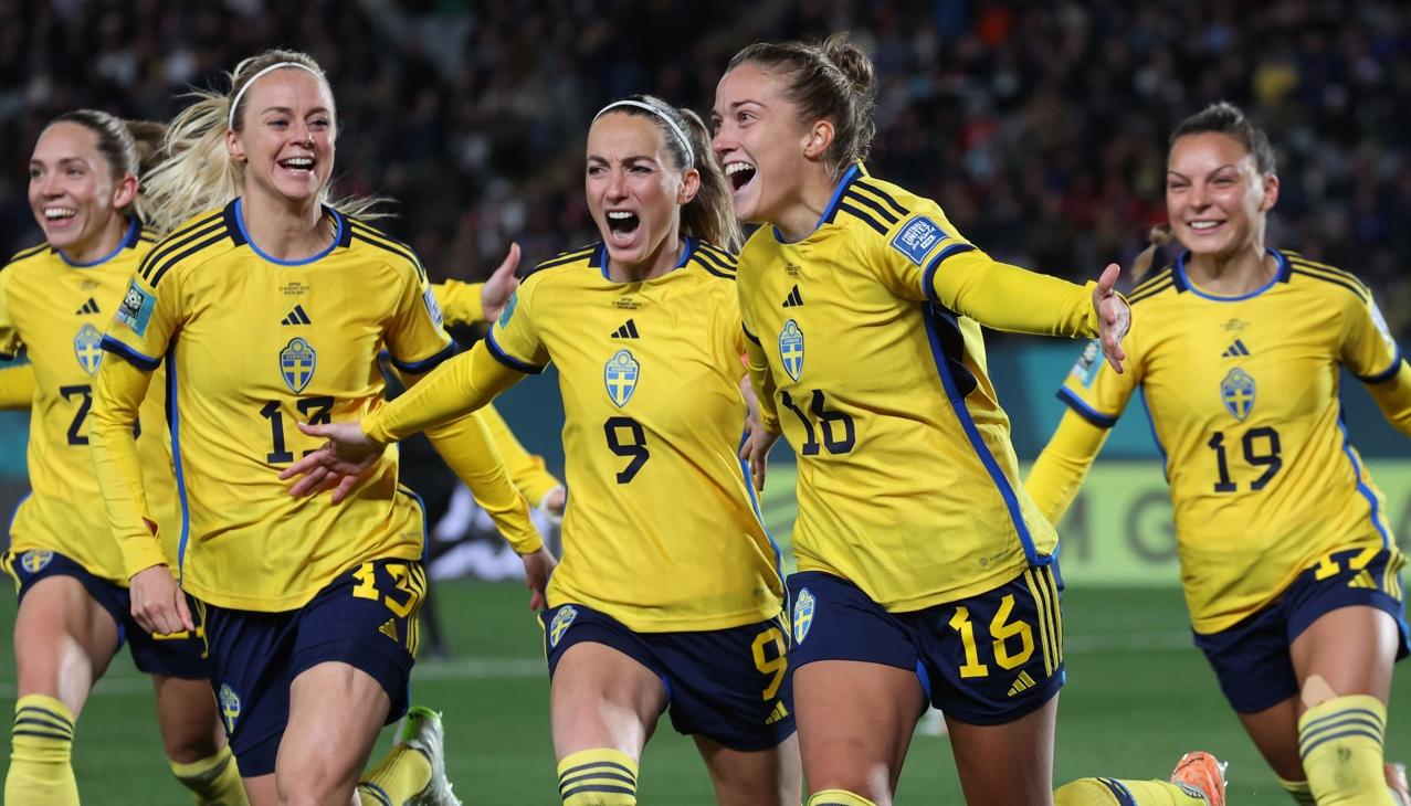 La celebración de las jugadoras de Suecia.