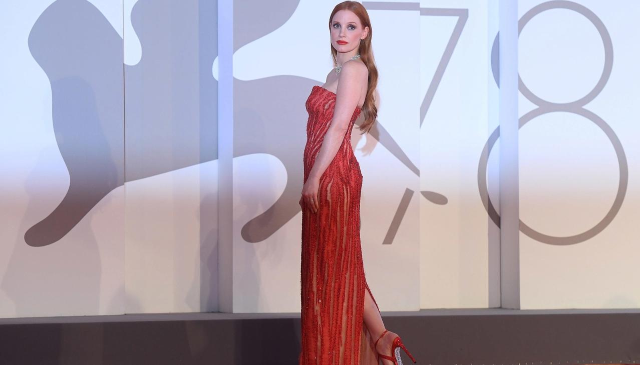 Jessica Chastain en el preestreno en Venecia de "Scenes from a Marriage".