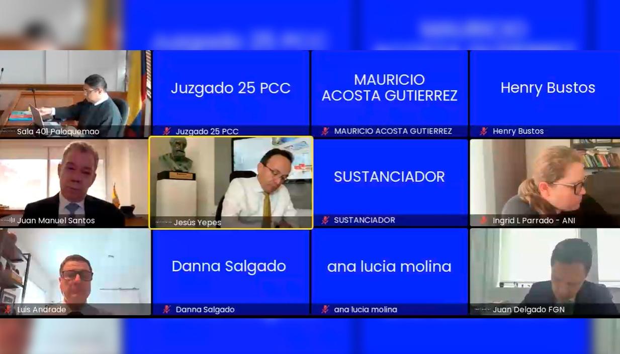 El expresidente Juan Manuel Santos en su declaración en la audiencia contra Luis Fernando Andrade por el caso Odebrecht.